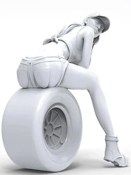 1/20 šiuolaikinės moters sėdėti su padangos Derva pav Modelis rinkiniai Miniatiūriniai gk Unassembly Unpainted