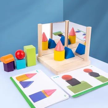 1 Komplektas Veidrodis, Statyba Blokai Žaislas Montessori Blokų Pastato Kubeliai Atitikimo Bloko Įspūdį Žaislas Vaikams