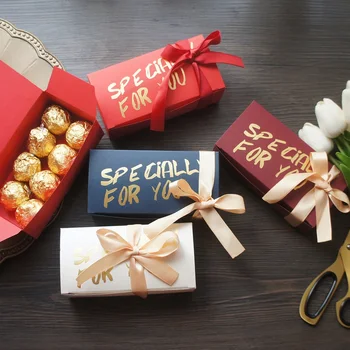 10vnt Aukso, Specialiai Jums, Popieriaus Dėžutė su Kaspinu Kaip Vestuvės, Gimtadienis Naudai Dėžutė Šokolado Saldus Saldainių Pakuočių