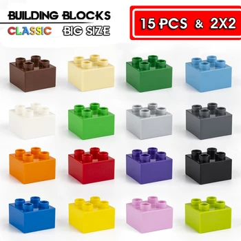 15 didelio dydžio blokų aksesuarai suderinama su klasikinės 2*2 skylę pastato blokus vaikų švietimo žaislai