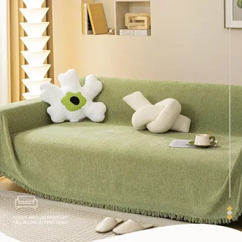 2023 Naujas Eglute Modelis Šeniliniai Sofa Padengti Audiniai Visiškai padengti sofa padengti neslidžia sofos antklodė, pagalvėlės Kietos spalva paprasta