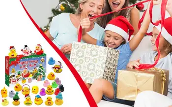 24 Dienų Kalėdinis Advento Kalendorius Patikima Medžiaga Kalėdų Atgalinės atskaitos Žaislai gumos ducky viduje Atostogų Vonia Duckies Juokinga