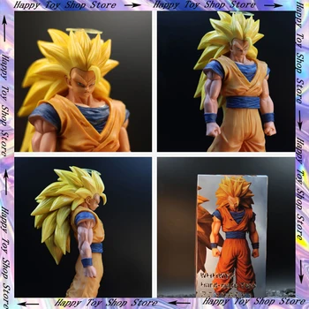 30cm Dragon Ball Z Son Goku SSJ3 Veiksmų Skaičius, Keičiamų Rankos Super Saiyan PVC Anime Kolekcija Modelis Žaislai Vaikams Dovanų