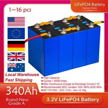 340Ah 3.2 V LiFePO4 Įkraunama Ličio Geležies Fosfato Baterijos 