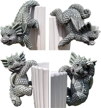 4 Pack Sodinamoji Puodą Turėtojas Miniatiūriniai Dekoratyvinis Dragon Sodinamoji ir Vaza Hugger Kūrybos 3D Amatų Drakono Statula Laipiojimo Dekoras