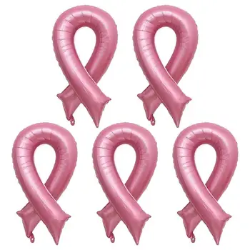 5vnt Krūties Vėžio Sąmoningumo Papuošalai BalloonsPink Juostelės, Folija Balionus Pink Ribbon Šalis Dekoro Prekes
