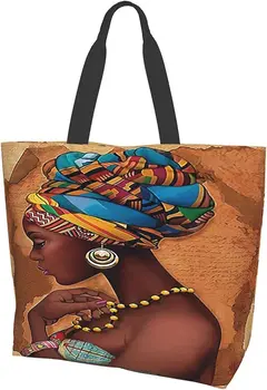 Afrikos Moteris Canvas Tote Krepšys Moterims Atsitiktinis Pečių Krepšiai, Prekybos Bakalėjos Didelės Rankinės