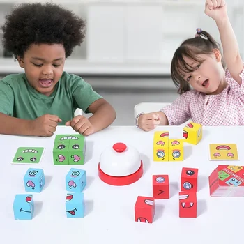 Animacinių Filmų Kubo Emocijų Veido Chang Blokai Stalo Žaidimas Medinė Dėlionė Montessori Žaislas, Nerimo, Streso Pagalbos Žaislai Vaikui, Vaikas