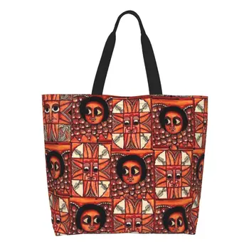 Daugkartinio Naudojimo Etiopijos Habesha Meno Pirkinių Krepšys Moterims Drobės Pečių Nešti Maišelį Galima Skalbti Bakalėja, Shopper Bags