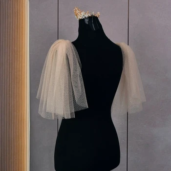 Elegantiškas Moteris, kelių sluoksnių Tiulio Vien Wrap Vestuvių Nuotakos Šviečia Peties Pavogė Elegantiškas Oficialus Šalikas su Gilding Dizainas