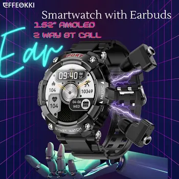 Garso Fitneso Smartwatch 2-in-1 Integruotas Ausinių Sporto Žiūrėti, 1.52