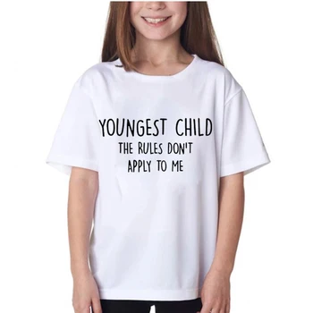 Jauniausias Vaikas, šios Taisyklės nėra Taikomos Mane Spausdinimo Berniukų, Mergaičių marškinėliai Vasaros Atsitiktinis Trumpas Rankovės Vaikas Juokinga Laisvi O-kaklo Drabužiai
