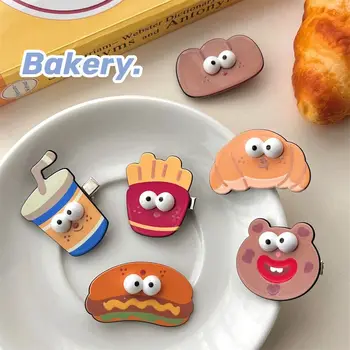 Juokinga Imitacija Maisto Staigius Mielas Hamburger Bulvių Traškučiai Duckbill Įrašą Animacinių Filmų Barrettes Plaukų Formavimo Priedai
