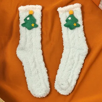 Kalėdų Moterų Šiltas Fuzzy Kojinės Moterų Minkštas Megzti Terminės Kojinės Namų Patalpų Mielas Kilimų Anti-Slip Kojines Kalėdų Dovanos Miego