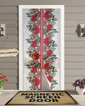 Kalėdų Poinsettia Pušų Spyglių Magnetinis Durų Užuolaidų svetainė, Miegamasis Namų Anti-uodų Ekrano Durų Užuolaidos