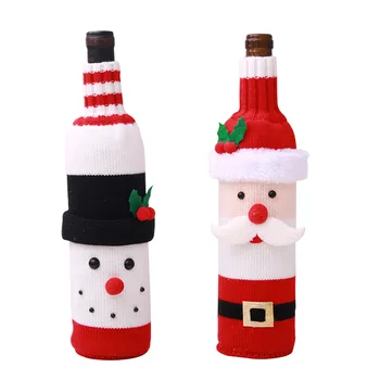 Karšto stiliaus papuošalai Kalėdų prekių butelis nustatyti, šampanas, vynas kūrybos vyno rinkinys viešbučio restorane atostogų išdėstymas