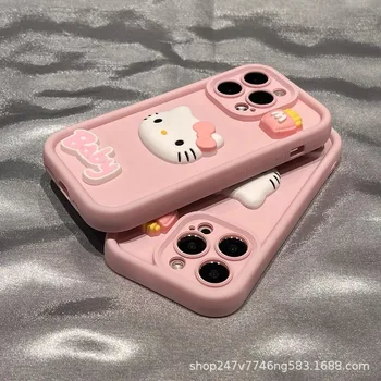 Kawaii Sanrio Anime Hello Kitty Mielas Animacinių filmų 3D TPU Stabdžių Nusidėvėjimo ir Stabdžių Lašas 
