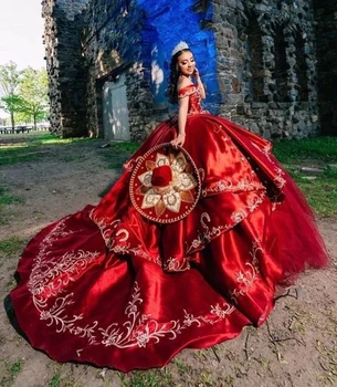 Lorencia Elegantiškas Tamsiai Raudona Brangioji Kamuolys Suknelė Quinceanera Suknelės Appliques Siuvinėjimo Šalis Suknelė Vestidos De Fiesta YQD116