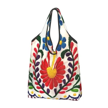Meksikos Gėlės Apsipirkti Tote Krepšys Moterims Užsakymą Peties Shopper Bag Didelių Pajėgumų Rankinės
