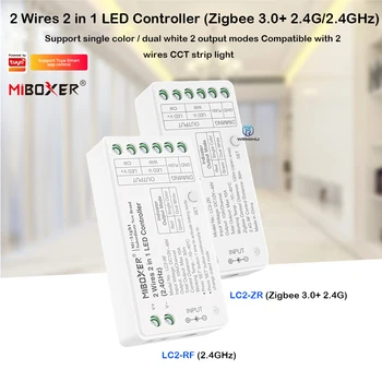 Miboxer LC2-RF/ZR Vienos spalvos LED Juostelės Valdytojas, 2 Laidai, 2 in 1 LED Valdiklis (Zigbee 3.0+2.4 GHz), Dimeris BMT COB led Juostos