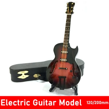 Mini elektrine Gitara Miniatiūriniai Modelis su Byla Stovėti Popurlar Stygos Priemonės Dizaino Dovanų