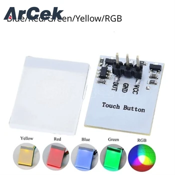Mėlyna Raudona Žalia Geltona Spalvinga Spalva Capacitive Touch Jungiklio Mygtuką, RGB Modulis 2.7 V 6 V Anti-trukdymo Yra Stipri HTTM Serija