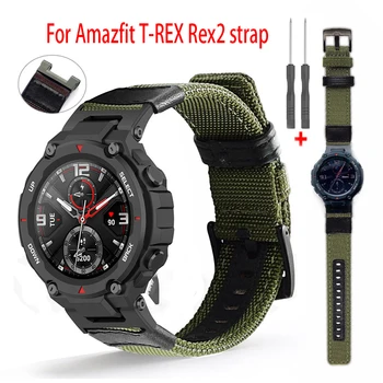Naujas Nailono Pakeitimo Dirželis Amazfit T-Rex Trex 2 Smart Watch Band Drobės Apyrankę Ant Riešo Diržai Amazfit T-Rex Pro Correa