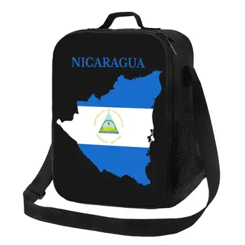 Nikaragva Žemėlapis, Vėliava, Izoliuoti Pietūs Krepšys Moterims Didžiuotis Tėvynės Šilumos Aušintuvas Pietūs kasose Iškylą Kelionės