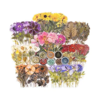 Paspaudus Gėlių Tema Lipdukų Rinkinys (320 Vnt.), Džiovintos Gėlės, Derva, Lipdukai Lipdukai Gėlių Botanikos Žurnalinė Lipdukai