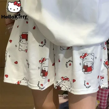 Sanrio Hello Kitty Mielas Anime Prarasti Namus Šortai Pajama Kelnes Kawaii Pjs Naujų-Moterų Sleepwear Y 2k Atsitiktinis Namų Moterų Drabužiai