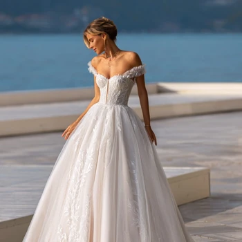 Tiulio Linijos Princesė Vestuvių Suknelė Bžūp Rankovėmis Elegantiškas Brangioji Nėriniai Atgal Appliques Nuotakos Suknelė Vestidos De Novia