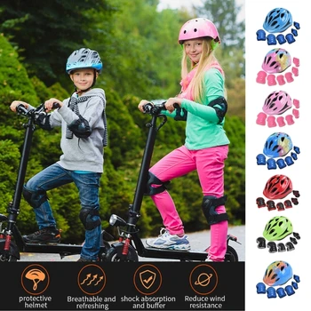 Vaikams, Sporto Šalmo Komplektas su antkeliais Riešo Apsaugų Alkūnės Pagalvėlės Reguliuojamas Šalmo D5QD